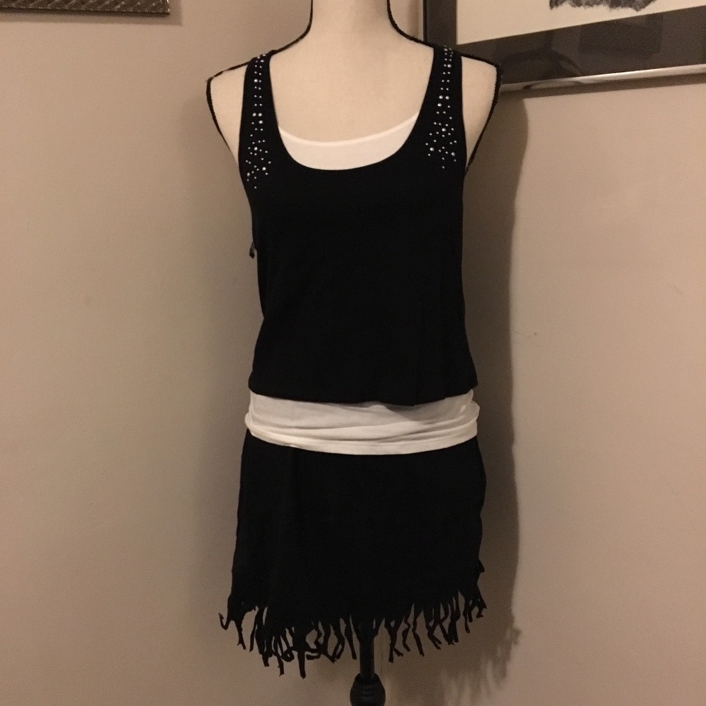 Embellished Blk/Wht Tank Top